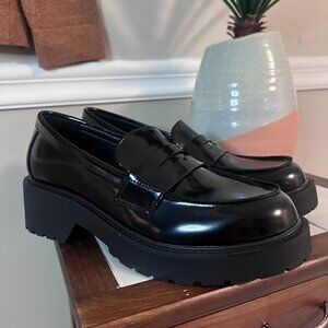 Madden Girl Black Heather Platform Lug-Sole Loafer Flats Chunky NWOT Size 8.5
